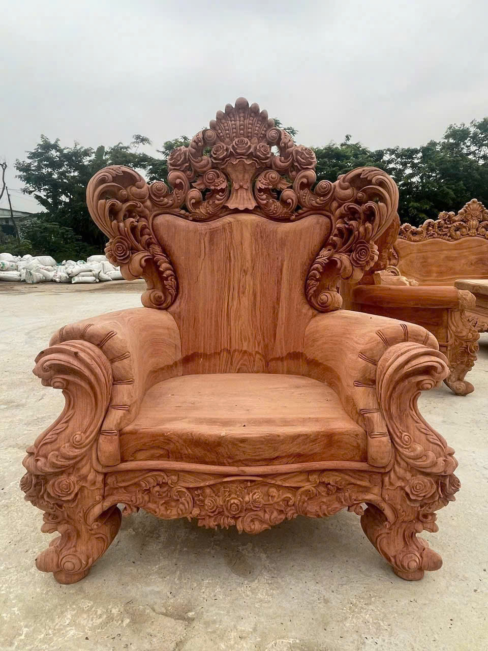 bộ bàn ghế hoàng gia gỗ hương Đá 10 món